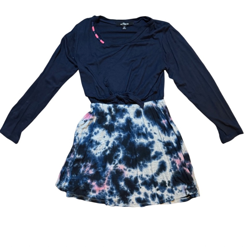 Flowers by Zoe Girls Navy and hot pink tie dye dress 6X like new condition